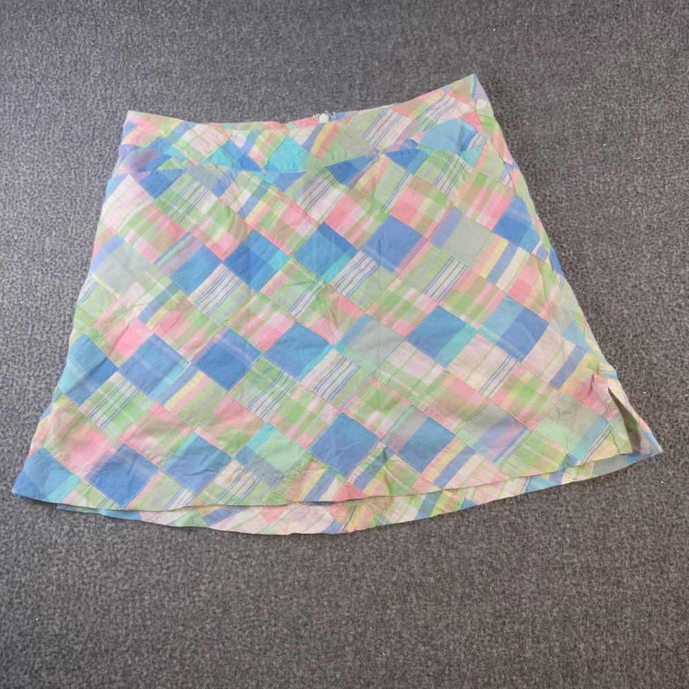 Lady Hagen Patchwork Skort Womens 8 Multi Color Plaid Preppy Golf Summer